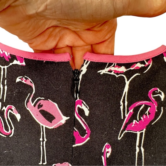 Crown & Ivy Flamingo Fit Flare Dress Size 4 Black Pink Preppy Coastal Style - Picture 6 of 14